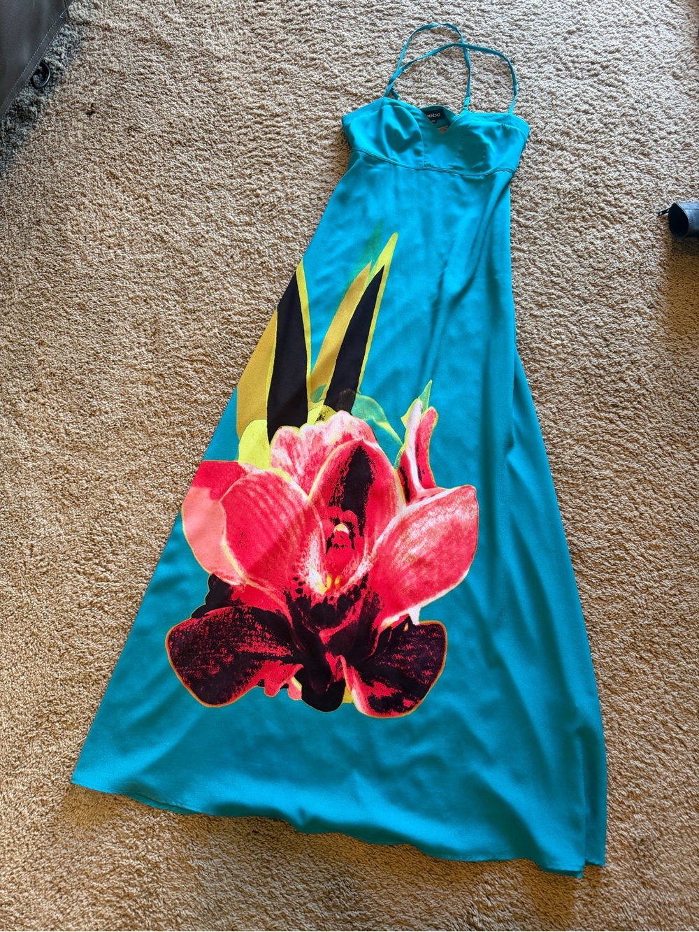 bebe Teal Spaghetti Strap Dress
